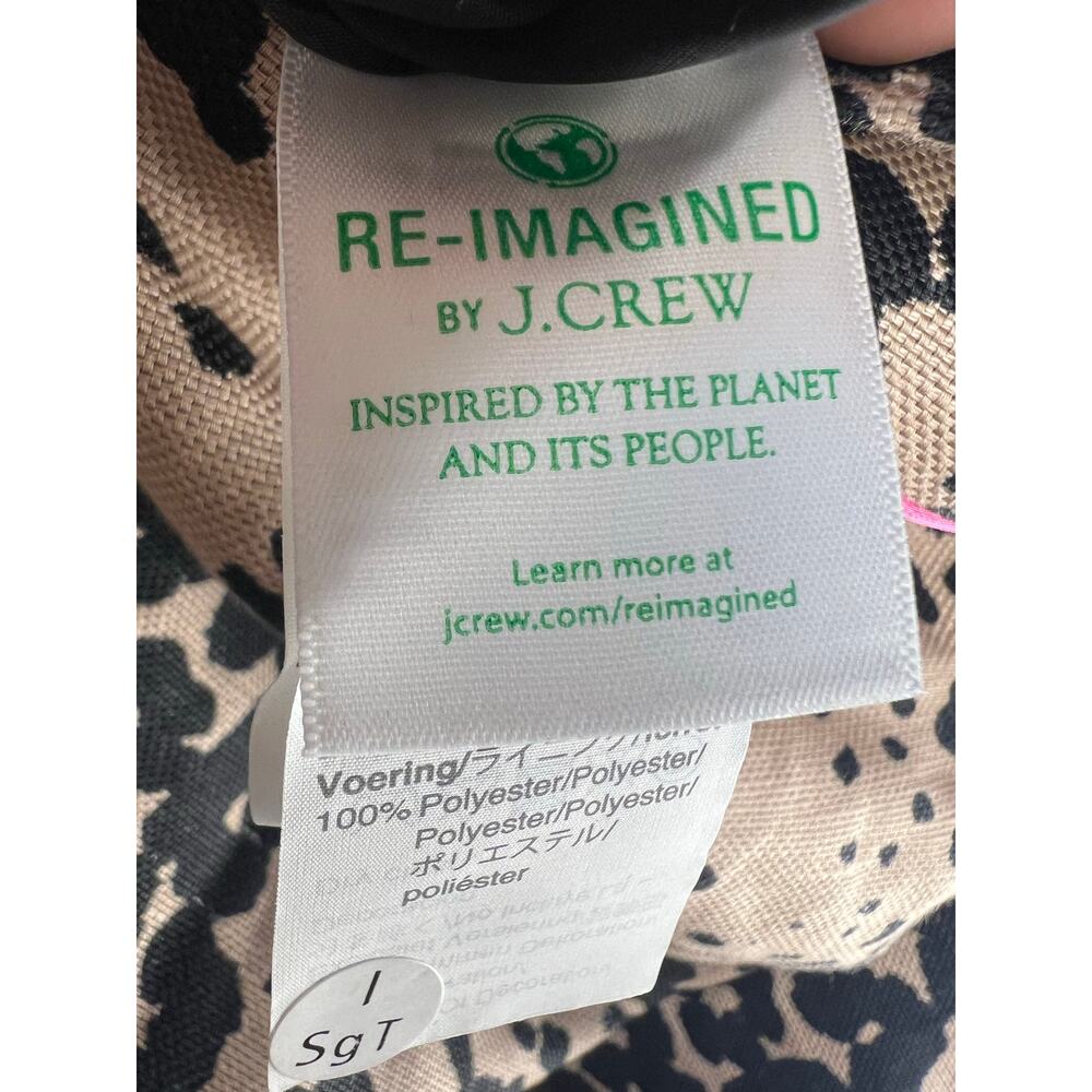 J.Crew Linen Lyocell Animal Print Shorts Tan Black Pink Trim High Rise Size 12 - Picture 10 of 12